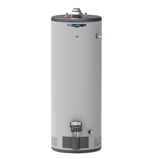 GE GP50T10BXR RealMAX Premium 50-Gallon Tall Liquid Propane Atmospheric Water Heater Gray