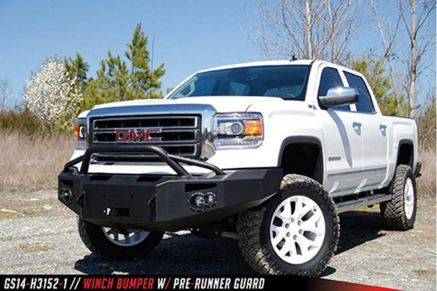 Fab Fours GS14-F3152-1 GMC Sierra 1500 2014-2015 Premium Front Bumper Sensor Winch Ready with Pre-Runner Guard