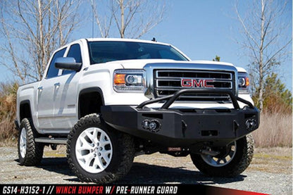 Fab Fours GS14-F3152-1 GMC Sierra 1500 2014-2015 Premium Front Bumper Sensor Winch Ready with Pre-Runner Guard