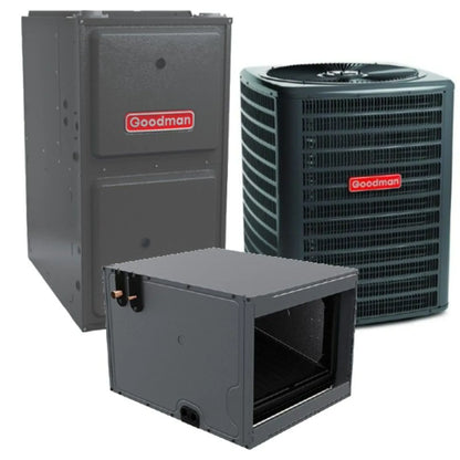 Goodman - 1.5 Ton/60,000 BTU 92% AFUE Gas Furnace and Air Conditioner System - Horizontal - 15.2 SEER2 - R32 - CHPTA2426B3
