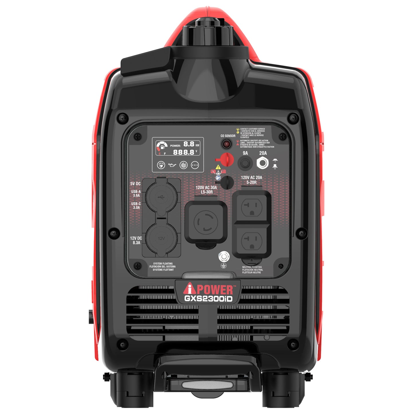 A-iPower 1800W/2300W Generator Dual Fuel Gas Propane Low THD Inverter CO Alert New - GXS2300iD