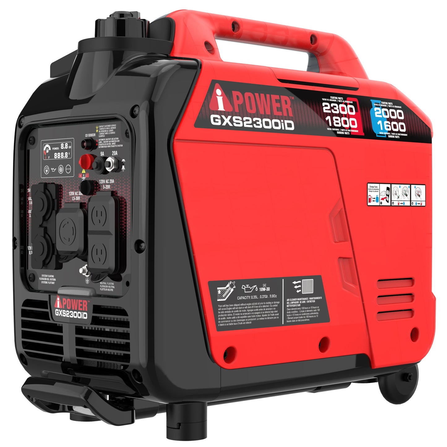 A-iPower 1800W/2300W Generator Dual Fuel Gas Propane Low THD Inverter CO Alert New - GXS2300iD