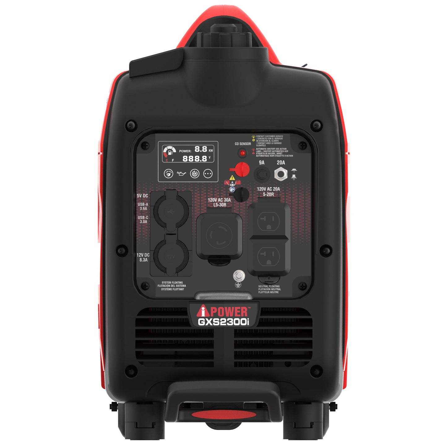 A-iPower 1800W/2300W Generator Gas Low THD Inverter CO Alert New - GXS2300i