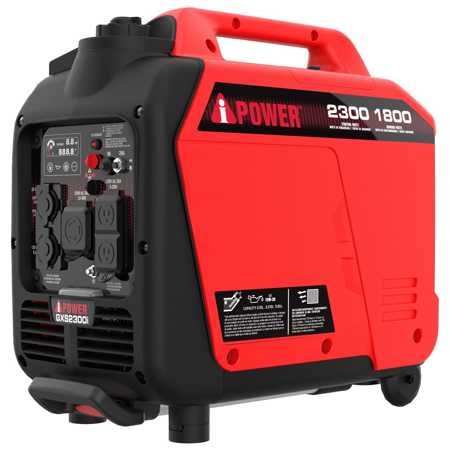 A-iPower 1800W/2300W Generator Gas Low THD Inverter CO Alert New - GXS2300i