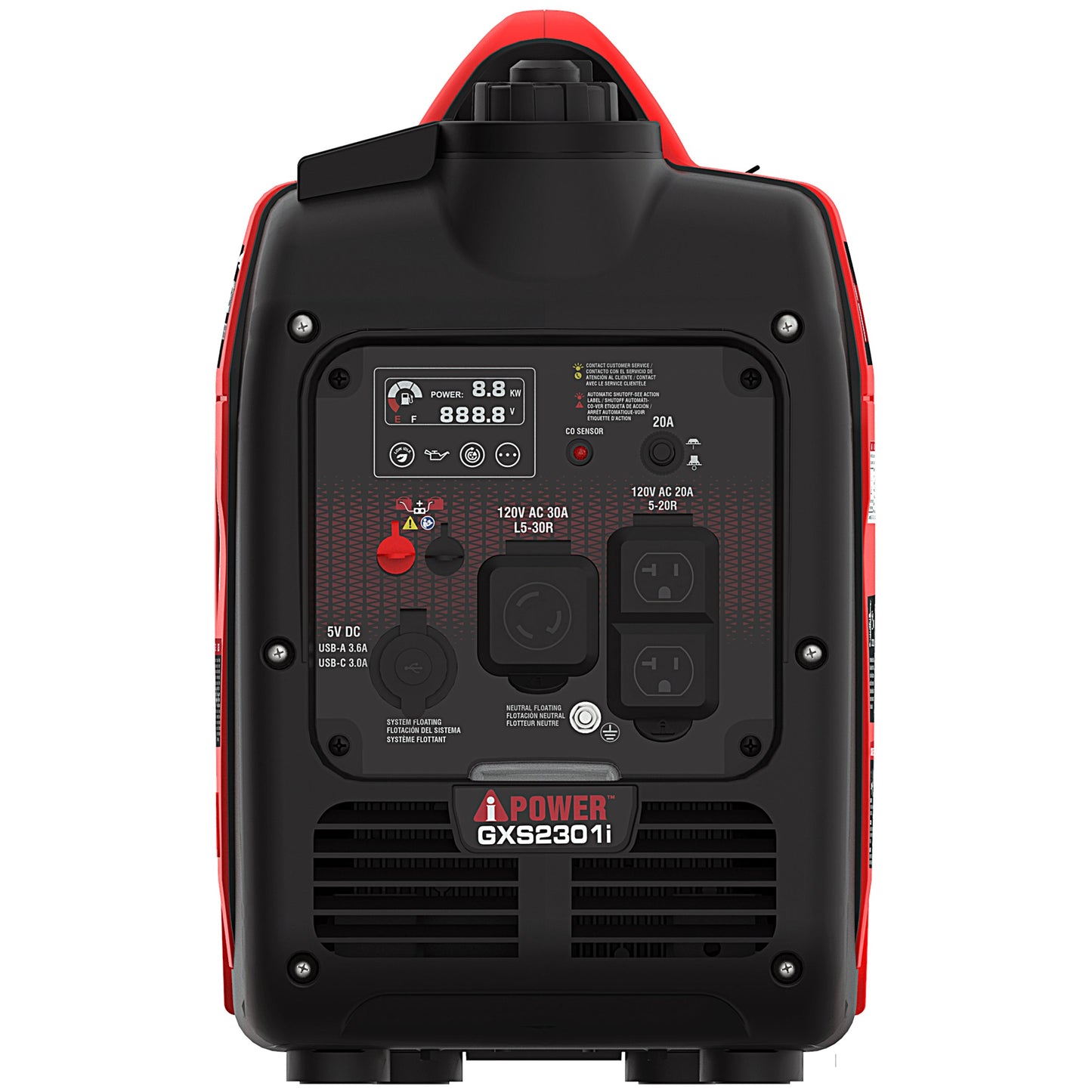 A-iPower 1800W/2300W Generator Gas Low THD Inverter CO Alert New - GXS2301i
