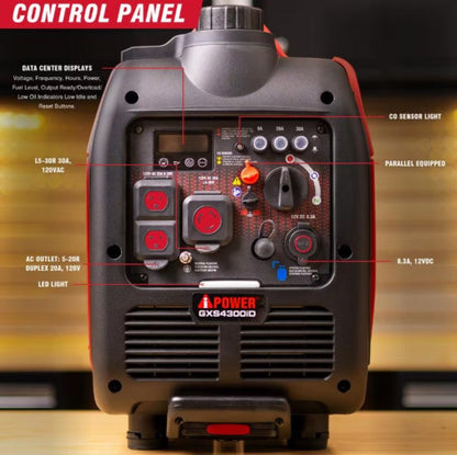A-iPower 3450W/4300W Generator Dual Fuel Gas Propane Low THD Inverter CO Alert New - GXS4300iD