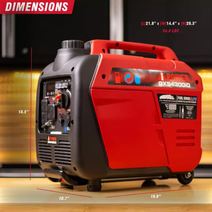 A-iPower 3450W/4300W Generator Dual Fuel Gas Propane Low THD Inverter CO Alert New - GXS4300iD