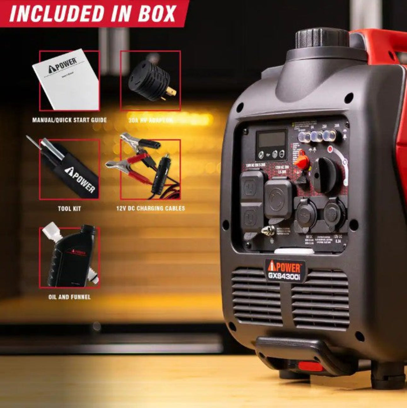 A-iPower 3450W/4300W Generator Gas Low THD Inverter CO Alert New - GXS4300i