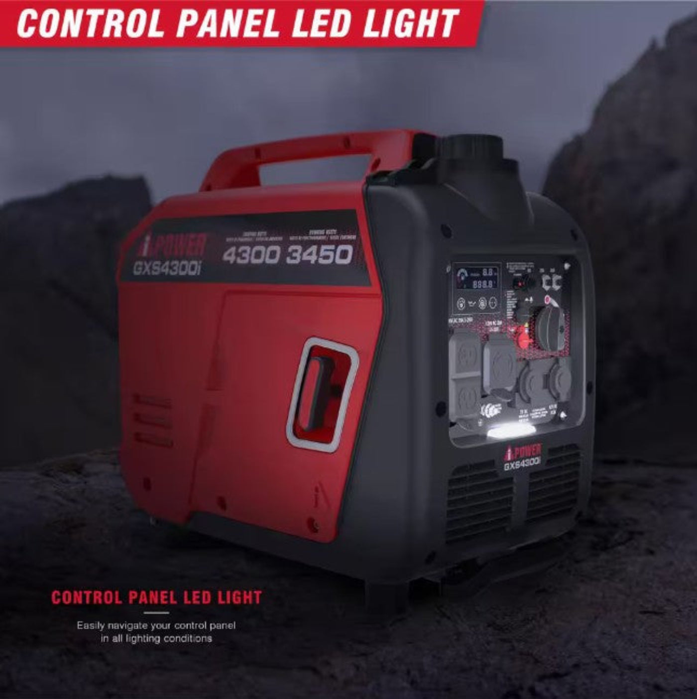 A-iPower 3450W/4300W Generator Gas Low THD Inverter CO Alert New - GXS4300i