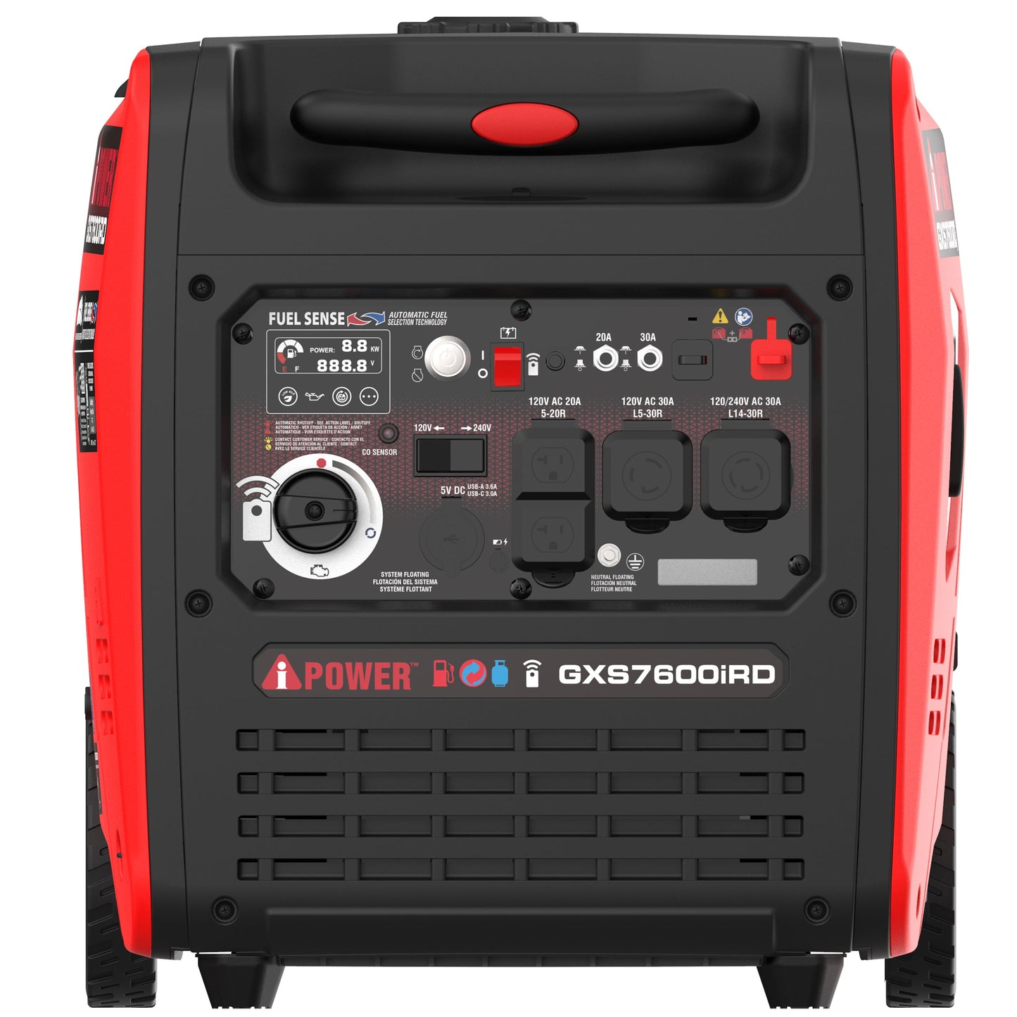 A-iPower 6100W/7600W Generator Dual Fuel Gas Propane Low THD Inverter CO Alert New - GXS7600iRD