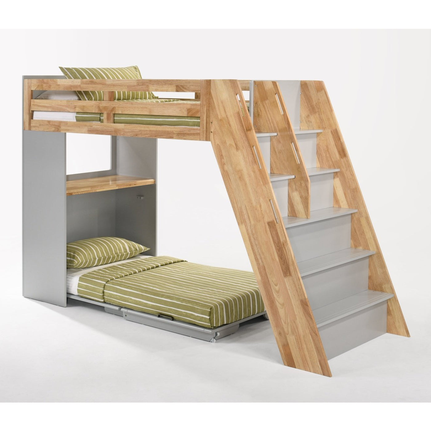 Night and Day Furniture Galaxy Murphy Cabinet Loft Twin Bunk Bed Complete - GAL-TLB-NA/WH-COM