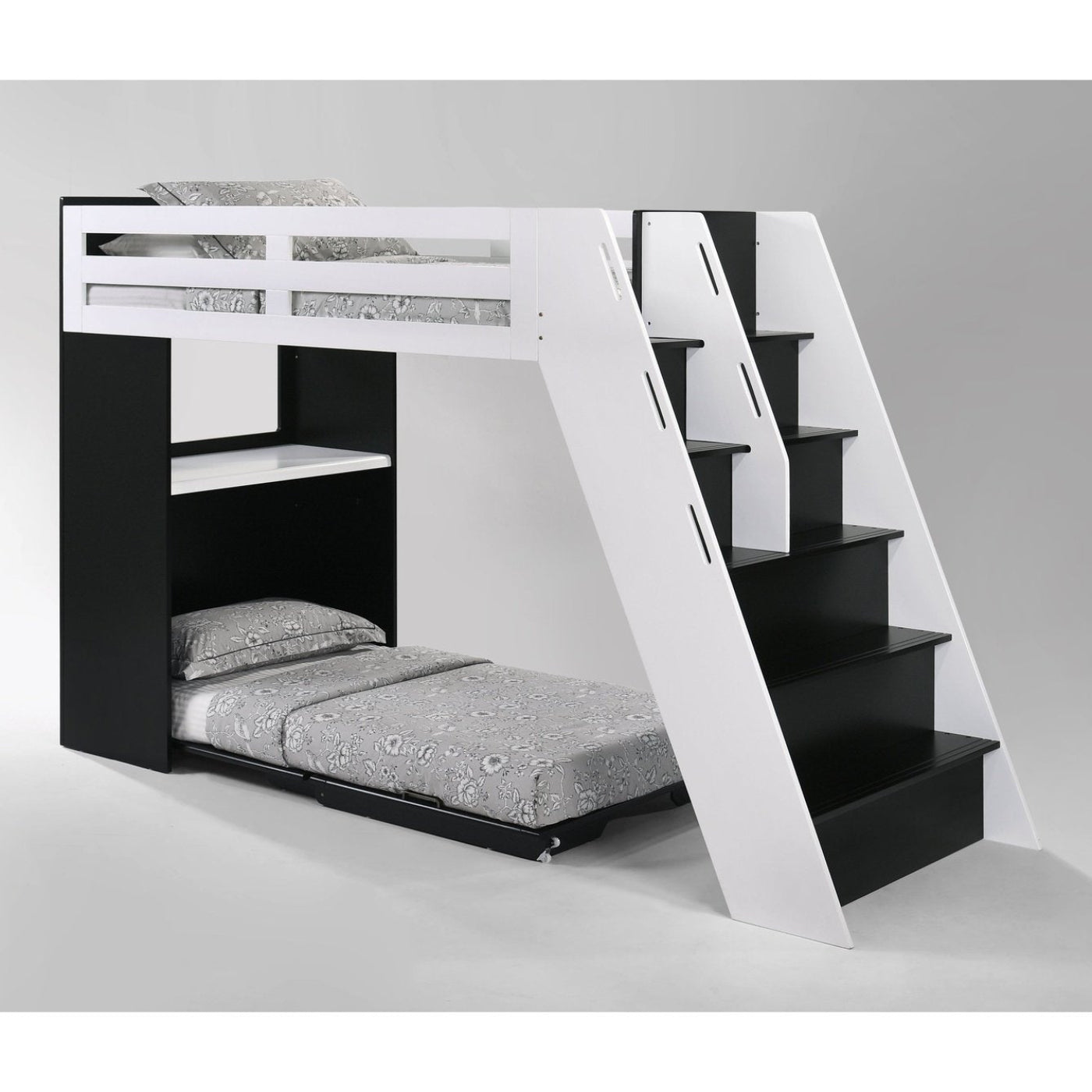 Night and Day Furniture Galaxy Murphy Cabinet Loft Twin Bunk Bed Complete - GAL-TLB-NA/WH-COM