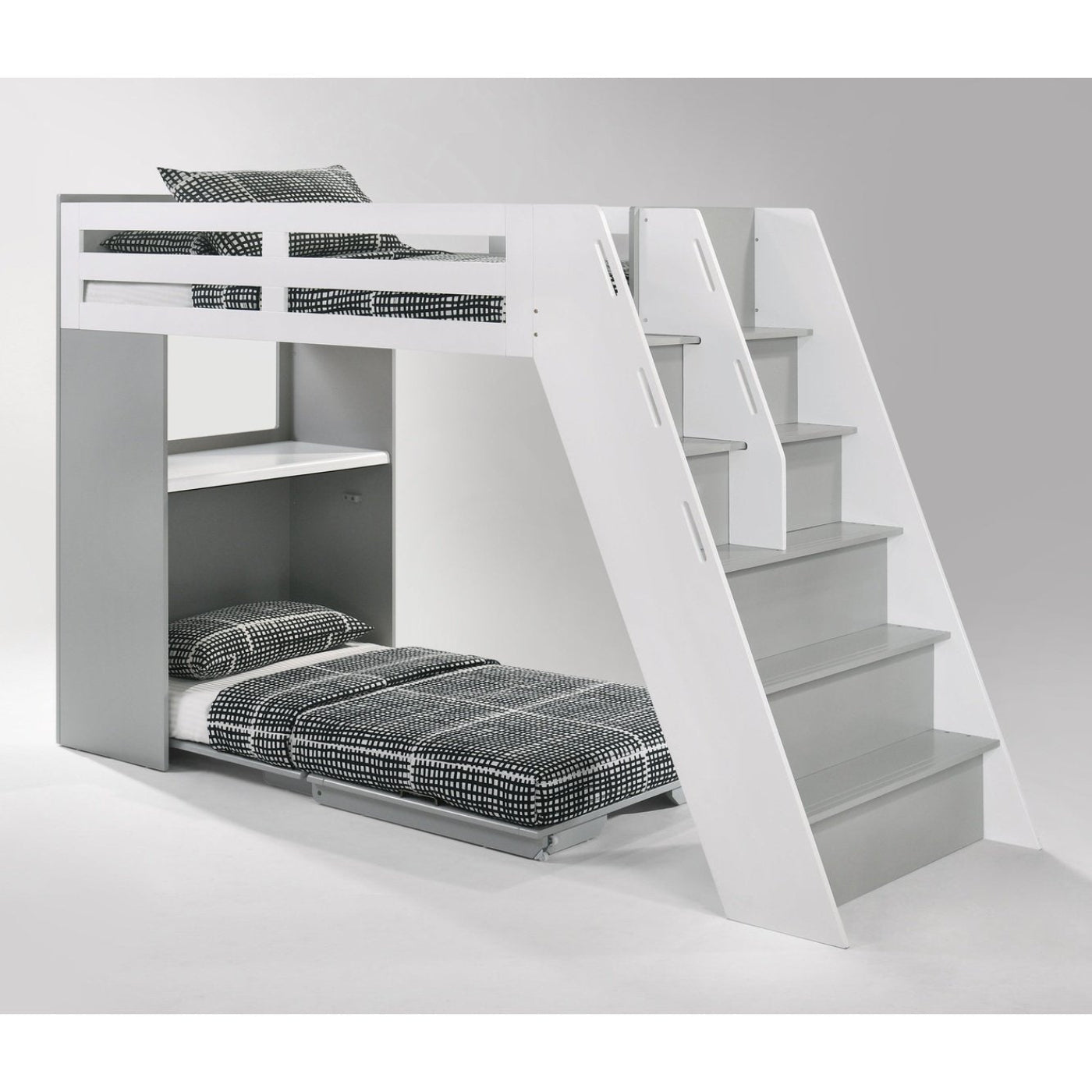 Night and Day Furniture Galaxy Murphy Cabinet Loft Twin Bunk Bed Complete - GAL-TLB-NA/WH-COM