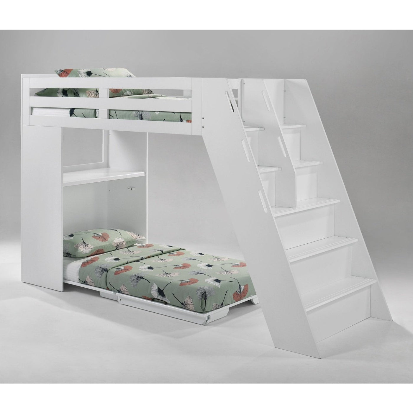 Night and Day Furniture Galaxy Murphy Cabinet Loft Twin Bunk Bed Complete - GAL-TLB-NA/WH-COM