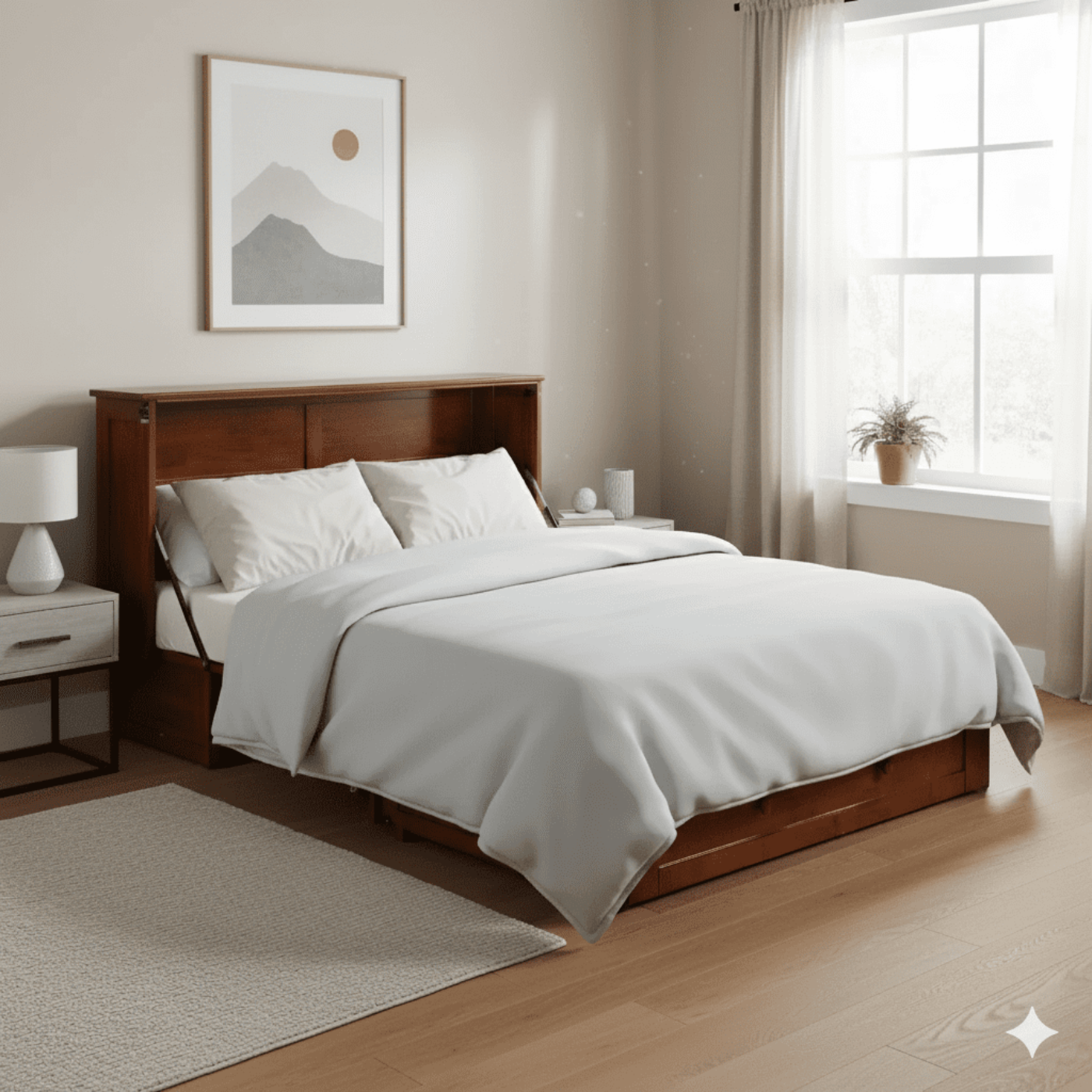 Night and Day Furniture Clover Queen Murphy Cabinet Bed Complete - MUR-CLV-QEN-XX