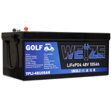 WEIZE 48V(51.2V) 105AH LiFePO4 Golf Cart Battery, 5376Wh Bluetooth Lithium Battery, 8000+ Cycles with 200A BMS, 10 Years Warranty - BAC-0117