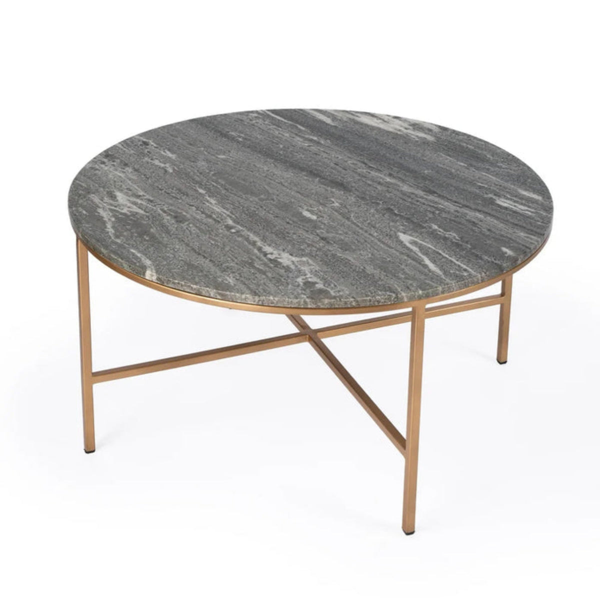 Butler Specialty Company Grafton Marble Round Coffee Table, Gold, Gray  - 5628025