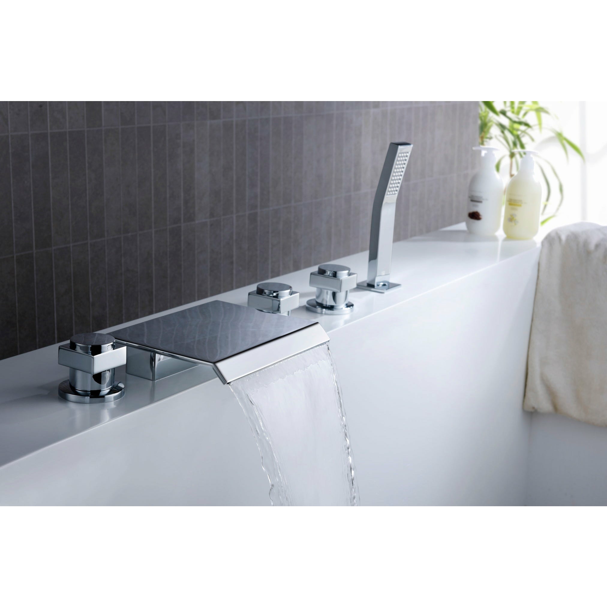 Anzzi Guaira 3-Handle Deck-Mount Roman Tub Faucet in Chrome FR-AZ044CH - FR-AZ044CH