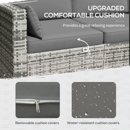 Outsunny 3-Seater Deep Seating Outdoor Sofa with Removable Cushions, Gray - 860-308V00GY