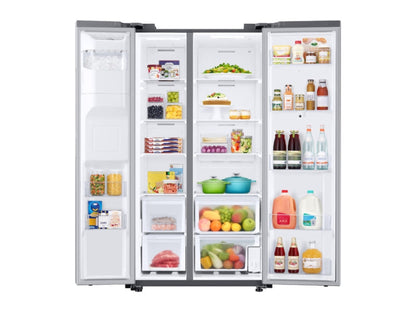 SAMSUNG 36" 26.7 cu. ft. Standard Depth Large Capacity Side-by-Side Refrigerator with Touch Screen Family Hub in Stainless Steel - RS27T5561SR/AA
