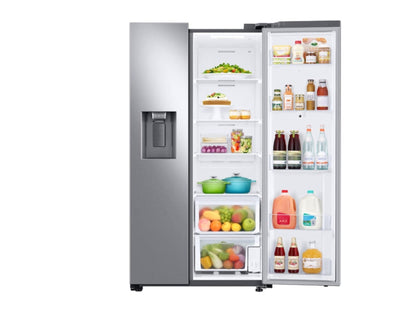 SAMSUNG 36" 26.7 cu. ft. Standard Depth Large Capacity Side-by-Side Refrigerator with Touch Screen Family Hub in Stainless Steel - RS27T5561SR/AA