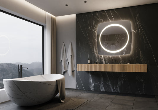 Paris Mirror 40" x 40" Square Halo Illuminated Mirror 3000K - HALOX40403000