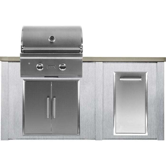 Haven Outdoor 66-Inch Outdoor Kitchen Island with Trash Center, Gas Grill & Double Access Door - HCOY66TRASH-BB-LP