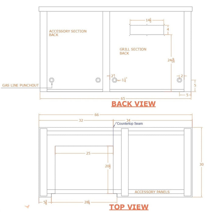 Haven Outdoor 66-Inch Outdoor Kitchen Island with 2 Drawer Cabinet Space - HCOY66DRAWAB