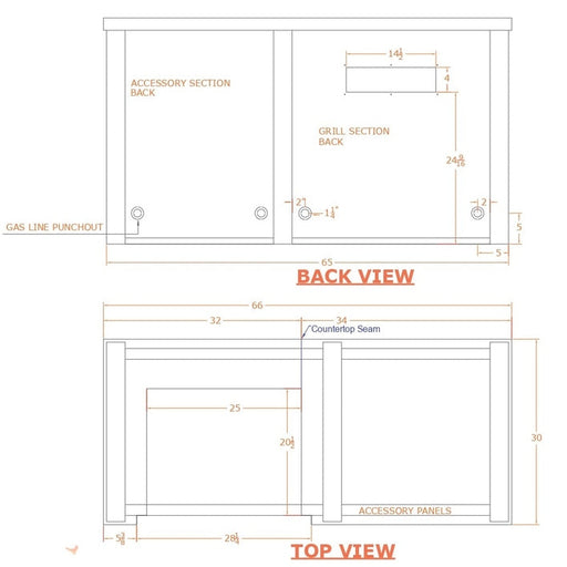 Haven 66-Inch Outdoor Kitchen Island with Plain Panel, Gas Grill & Double Access Door - HCOY96PAN-AB-LP