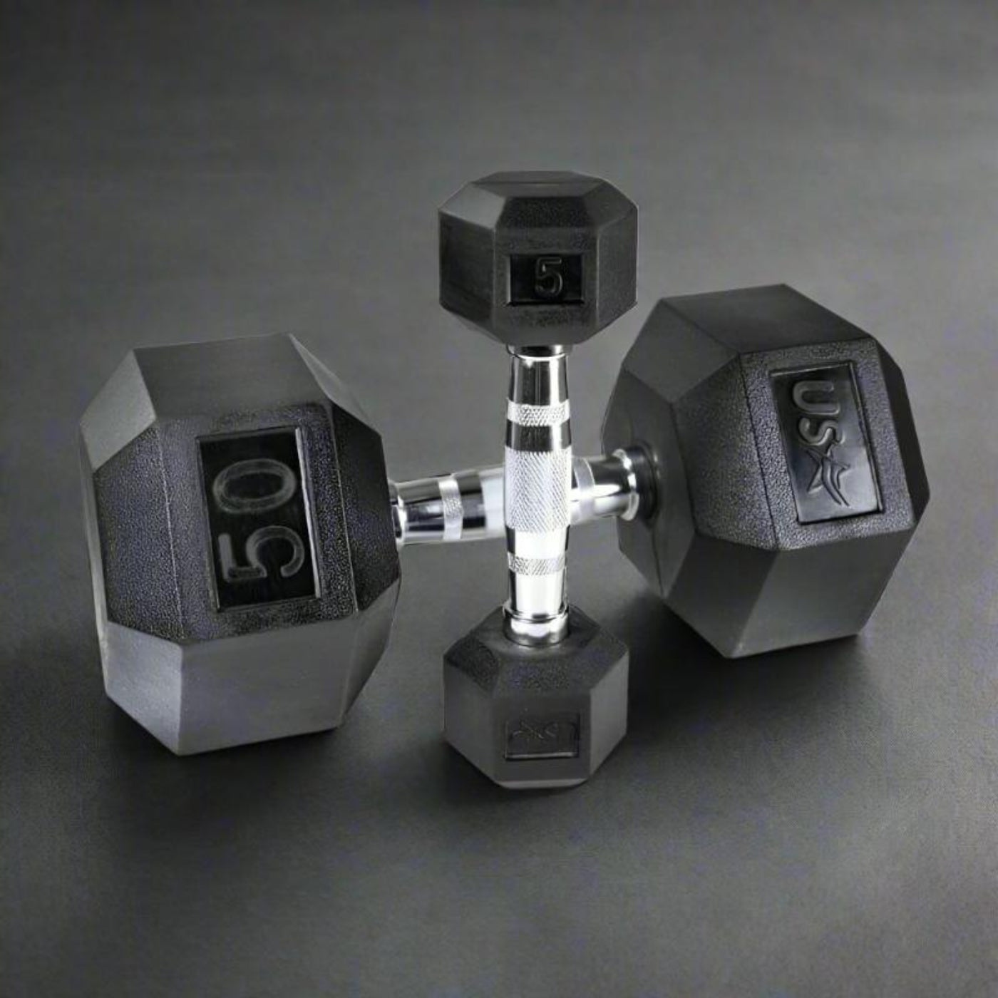 USA by Troy HD-R Rubber Hex Dumbbells - (2) HD-003R