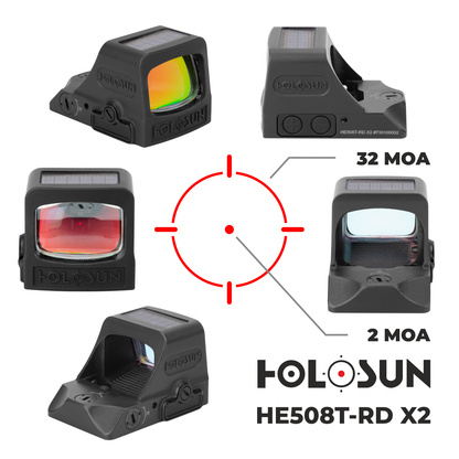 HOLOSUN Elite Red Dot Sight HE508T-RD X2 with Wearable4U Lens Cleaning Pen, Extra CR1632 Battery and W4U Lens Cleaning Cloth Bundle