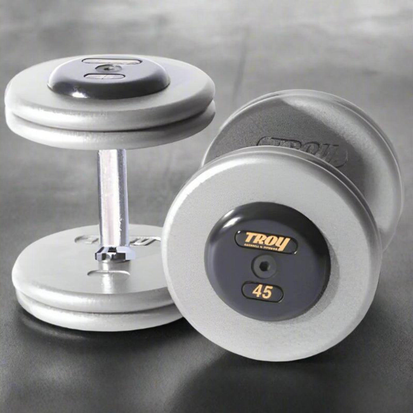 TroyHFD-R Pro-Style Gray Dumbbell Straight Handle & Rubber Endcaps - HFD-005R