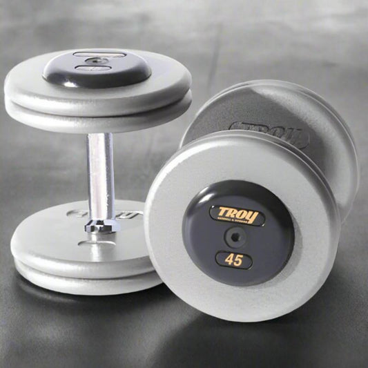 TroyHFD-R Pro-Style Gray Dumbbell Straight Handle & Rubber Endcaps - HFD-005R