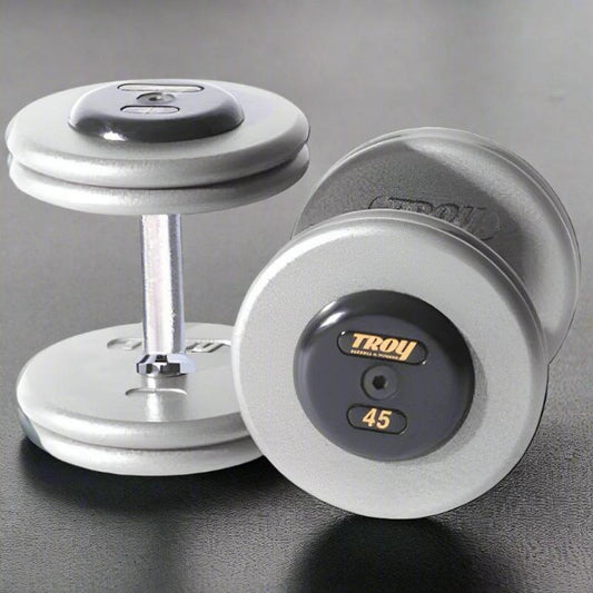 Troy HFD-R Hammer-tone Gray Pro Style Dumbbell Sets Rubber End Caps