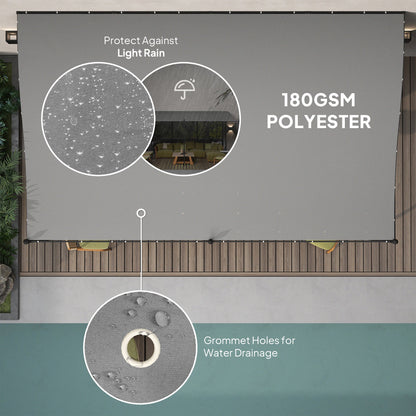 Outsunny 10' x 16' Wall-Mounted Pergola Canopy, Metal Patio Canopy, Drainage Holes, Dark Gray - 84C-582V00CG