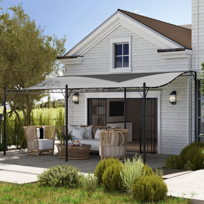 Outsunny 10' x 16' Wall-Mounted Pergola Canopy, Metal Patio Canopy, Drainage Holes, Dark Gray - 84C-582V00CG