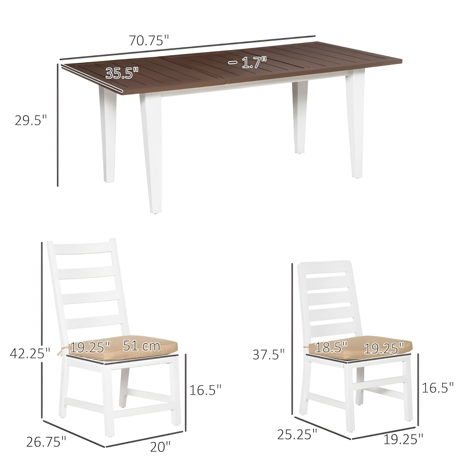 Outsunny 7 Piece Patio Dining Set with Umbrella Hole - 84B-990