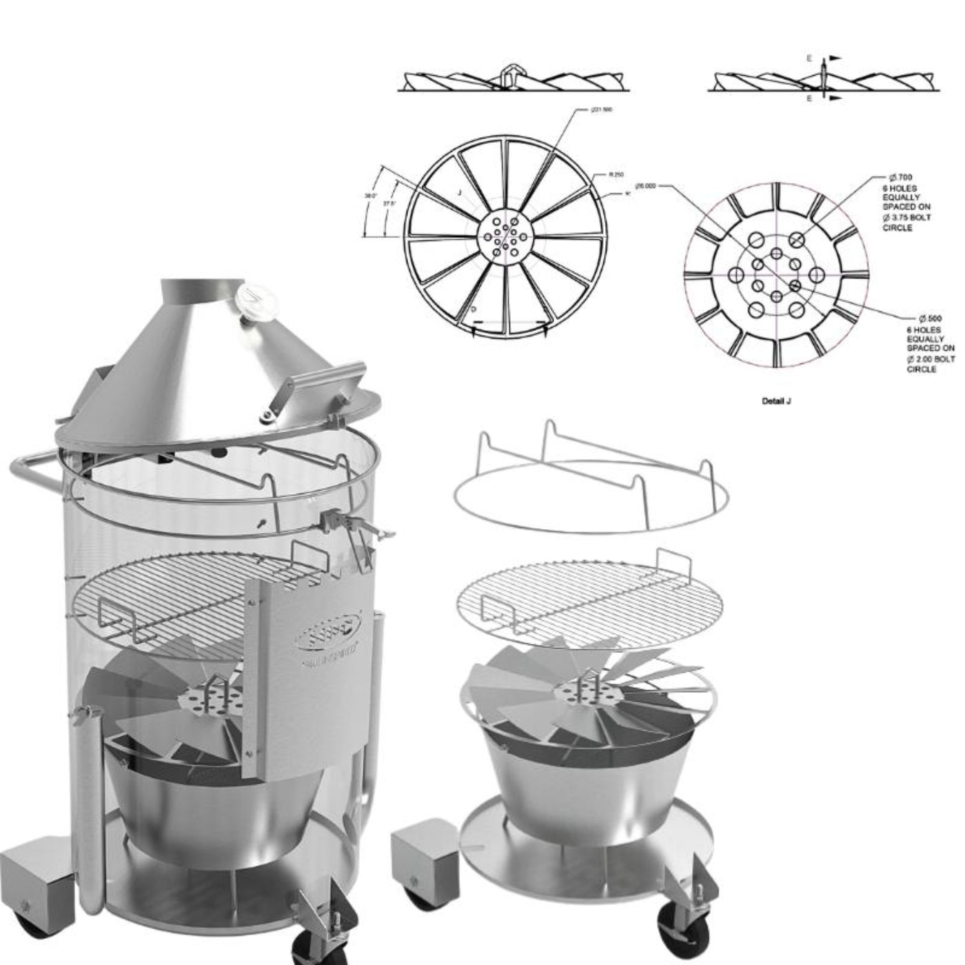 HPC Fire Stainless Steel Drum Smoker - DS-SST