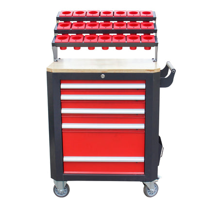 Kaka industrial HQC-550A (BT50) Tool Holder CNC Tool Cart, 5 Drawer Tool Chest 77 Capacity 4 Ball-Bearing Glided Drawers, Drawer Mobile Work Station - 162214