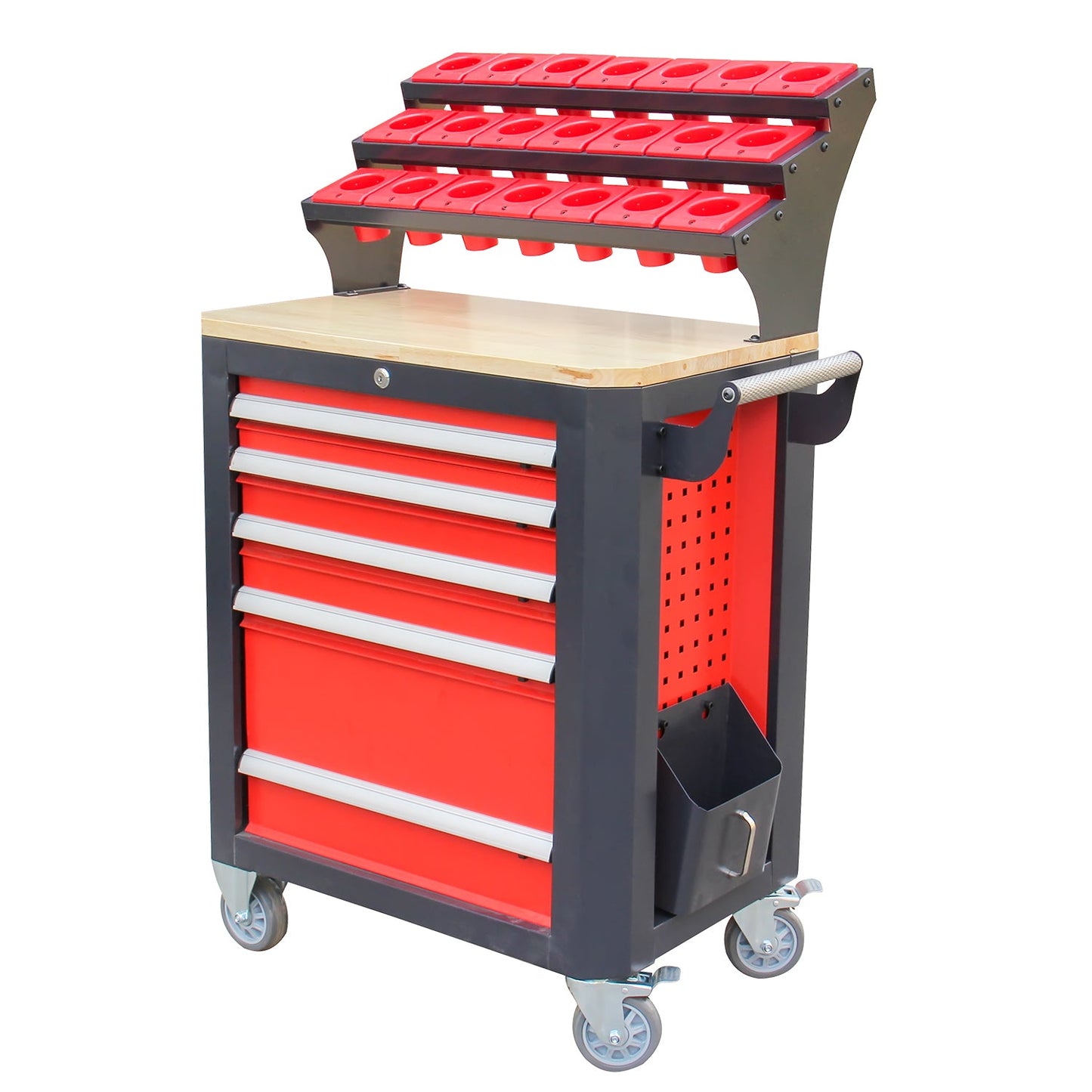 Kaka industrial HQC-550A (BT50) Tool Holder CNC Tool Cart, 5 Drawer Tool Chest 77 Capacity 4 Ball-Bearing Glided Drawers, Drawer Mobile Work Station - 162214