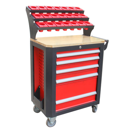Kaka industrial HQC-550A (BT50) Tool Holder CNC Tool Cart, 5 Drawer Tool Chest 77 Capacity 4 Ball-Bearing Glided Drawers, Drawer Mobile Work Station - 162214