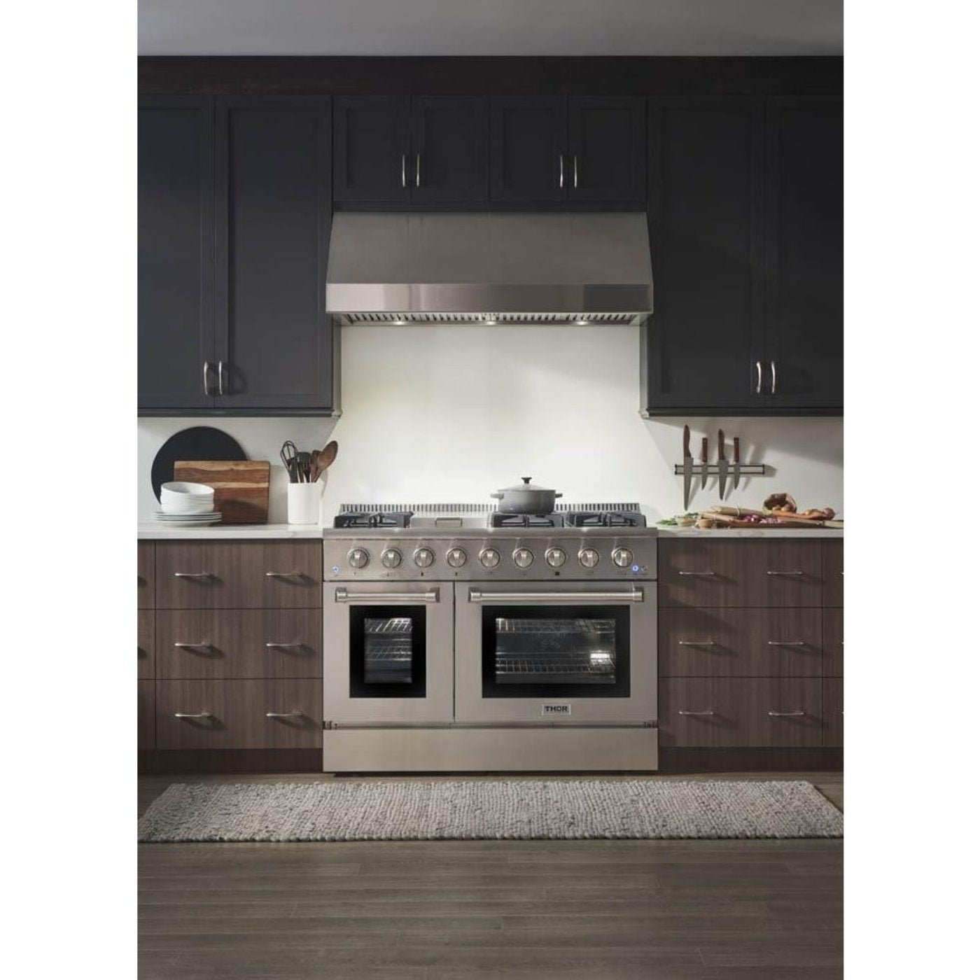 Thor Kitchen Professional Appliance Package 48 in. Propane Gas Range, Range Hood, Refrigerator, Dishwasher, Microwave Drawer, Wine Cooler, AP-HRG4808ULP-8