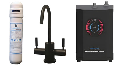 AquaNuTech Digital Instant Hot Water Dispenser with Contemporary Hot/Cold Faucet & Filtration New - HTF-HC2400-CH