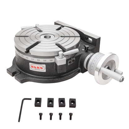 Kaka Industrial HV-10, 10" Horizontal Vertical Rotary Table TSL Vertical & Horizontal MT3 Center Sleeve Rotary Table 6 slot Precision Milling Table 360 Degrees Precision Rotary Table - 161110