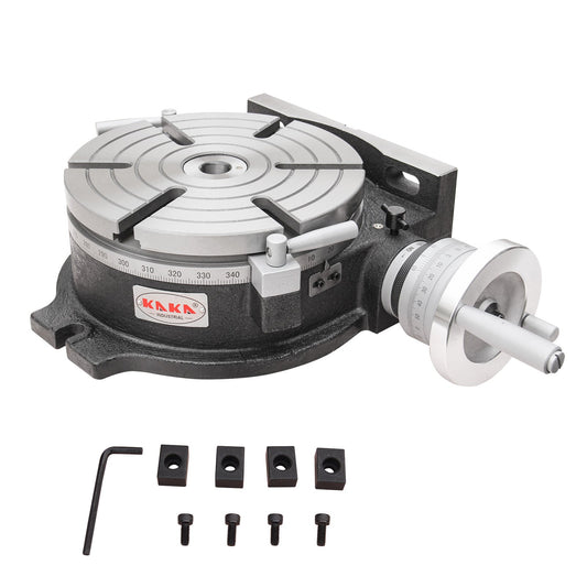 Kaka Industrial HV-10, 10" Horizontal Vertical Rotary Table TSL Vertical & Horizontal MT3 Center Sleeve Rotary Table 6 slot Precision Milling Table 360 Degrees Precision Rotary Table - 161110