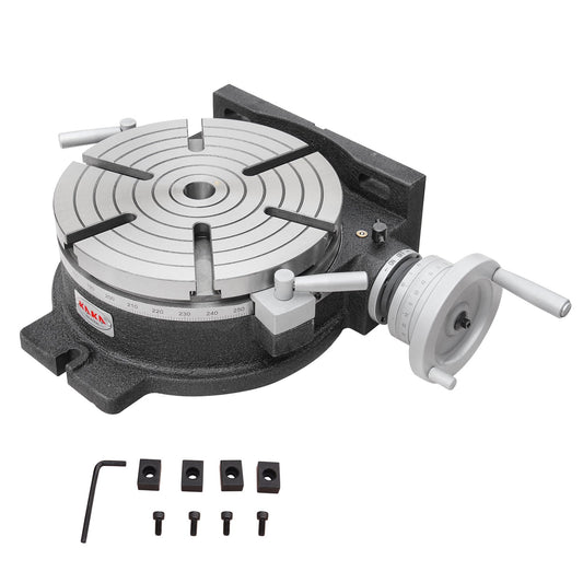 Kaka Industrial HV-12, 12" Horizontal Vertical Rotary Table TSL Vertical & Horizontal MT4 Center Sleeve Rotary Table 6 slot Precision Milling Table 360 Degrees Precision Rotary Table - 161112