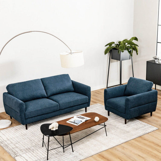 Costway Sofa Set 2-Piece Modern Upholstered Fabric Loveseat and Armchair with Solid Wood Frame New - HV10186WL-NY+