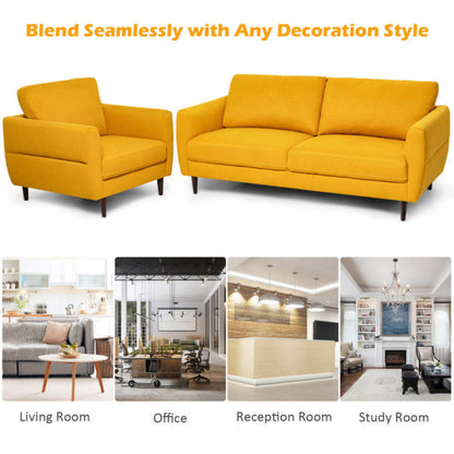 Costway Sofa Set 2-Piece Modern Upholstered Fabric Loveseat and Armchair with Solid Wood Frame New - HV10186WL-NY+