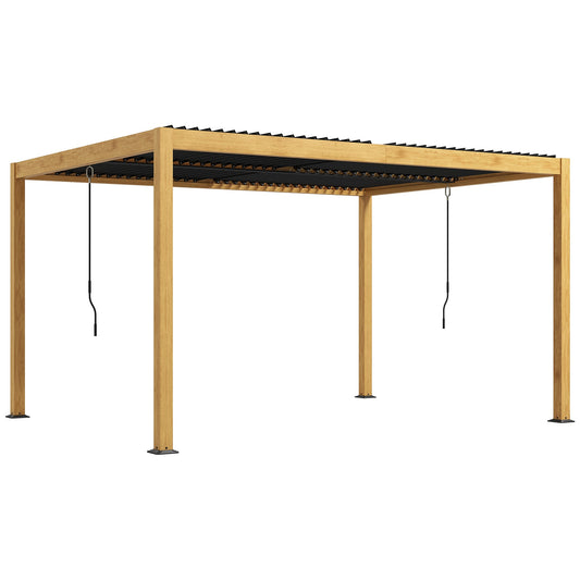 Outsunny 10' x 13' Aluminum Louvered Pergola with Adjustable Roof, Hardtop Gazebo for Outdoor Spaces, Gray - 84C-454V01ND