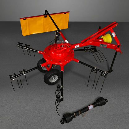 100” Mechmaxx 3-Point Hitch 6 Rotary Pull-Type Hay Rake Tedder , 15-50Hp , HT100